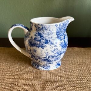 Arthur Wood Creamer Pitcher Blue White Floral Rose Chintz ~4” England